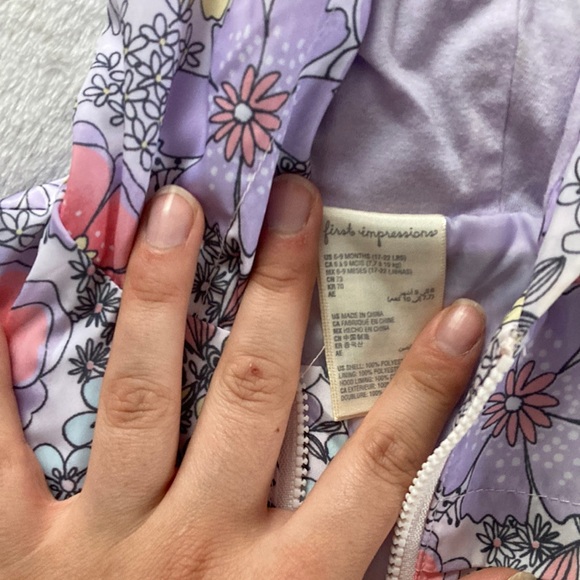 Floral Rain Coat with Hood Girl 6-9 Month - Picture 6 of 6